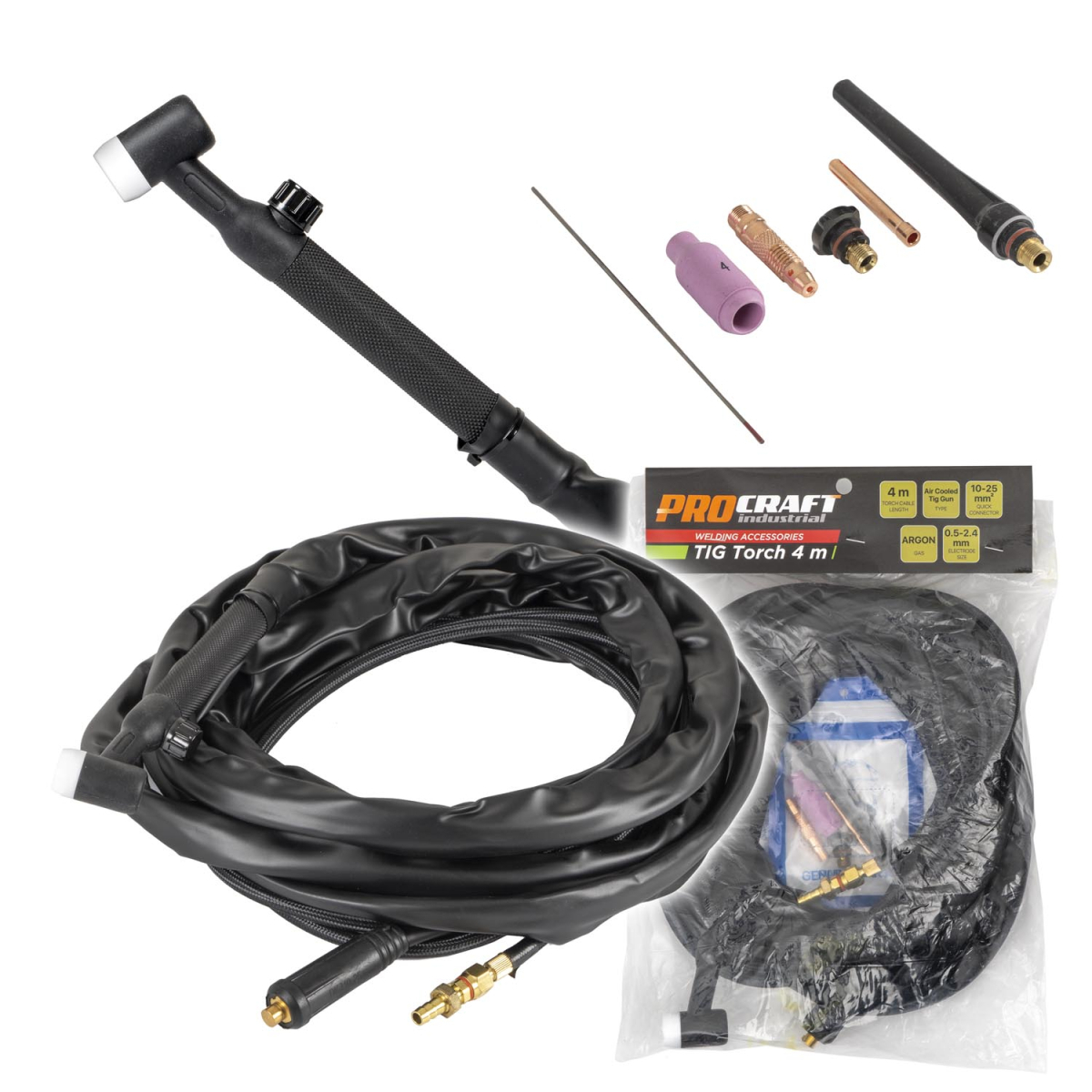 TIG hegesztőpisztoly 4 mm Procraft Industrial | TIG hegesztőpisztoly 4 m