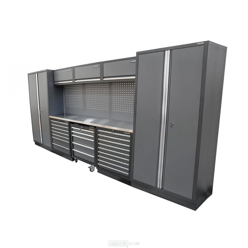 AKCIÓS SZETT 8 db-os műhelybútor készlet SET-CA01077 rozsdamentes acél munkalappal MB-TGW80S