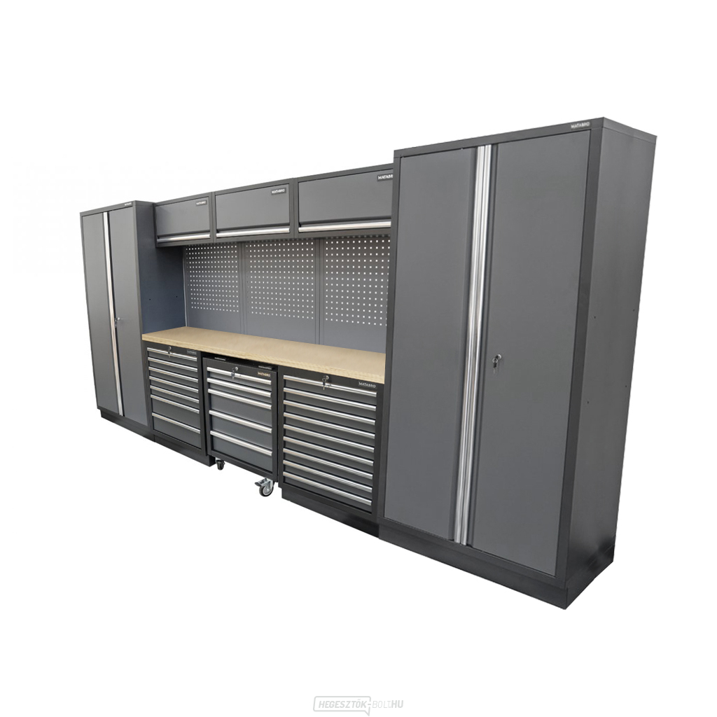 AKCIÓS SZETT 8 db-os műhelybútor készlet SET-CA01078 fa munkalappal MB-TGW80