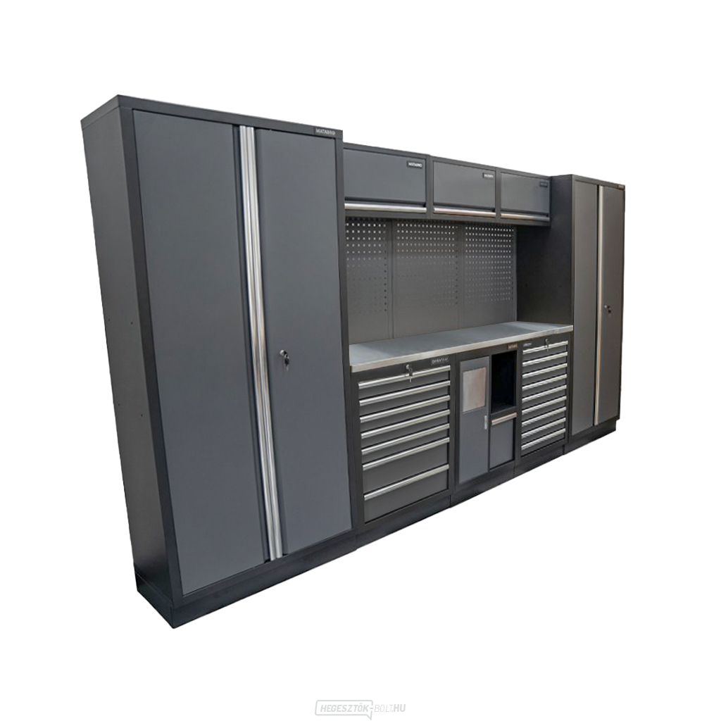 AKCIÓS SZETT 8 db-os műhelybútor készlet SET-CA01080 rozsdamentes acél munkalappal MB-TGW80S