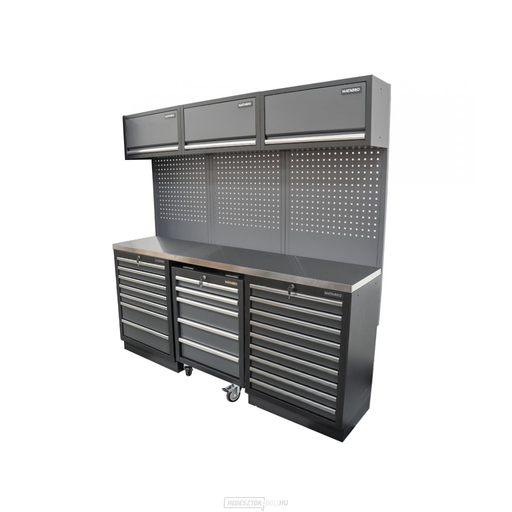 AKCIÓS SZETT 6 db-os műhelybútor készlet SET-CA01082 rozsdamentes acél munkalappal MB-TGW80S