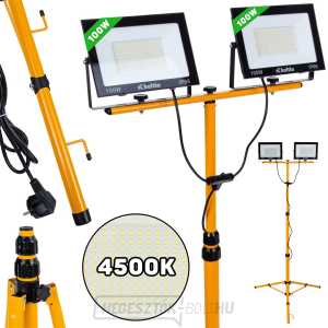 2x100W LED-es reflektor teleszkópos állvánnyal és kábellel - semleges fehér szín 4500K (1) 2x100W LED-es reflektor teleszkópos állvánnyal és kábellel - semleges fehér szín 4500K (1) gallery main image