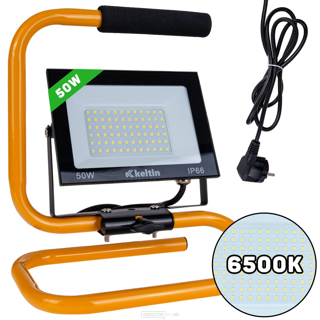 50 W LED-es reflektor építőállvánnyal és kábellel - hideg fehér színű 6500K (10)