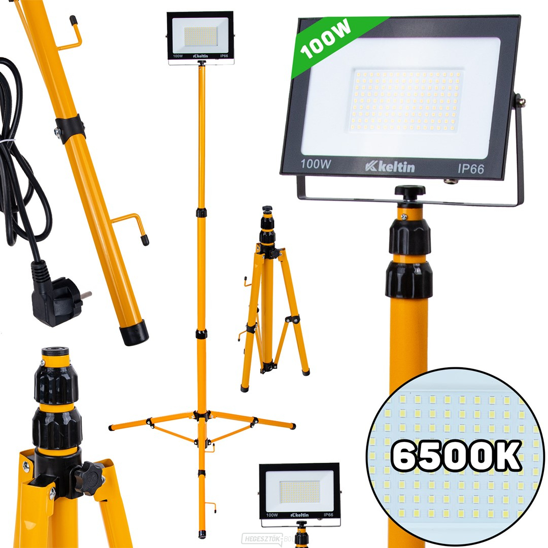 100 W LED-es lámpa teleszkópos építőállvánnyal és kábellel - hideg fehér 6500K (1)