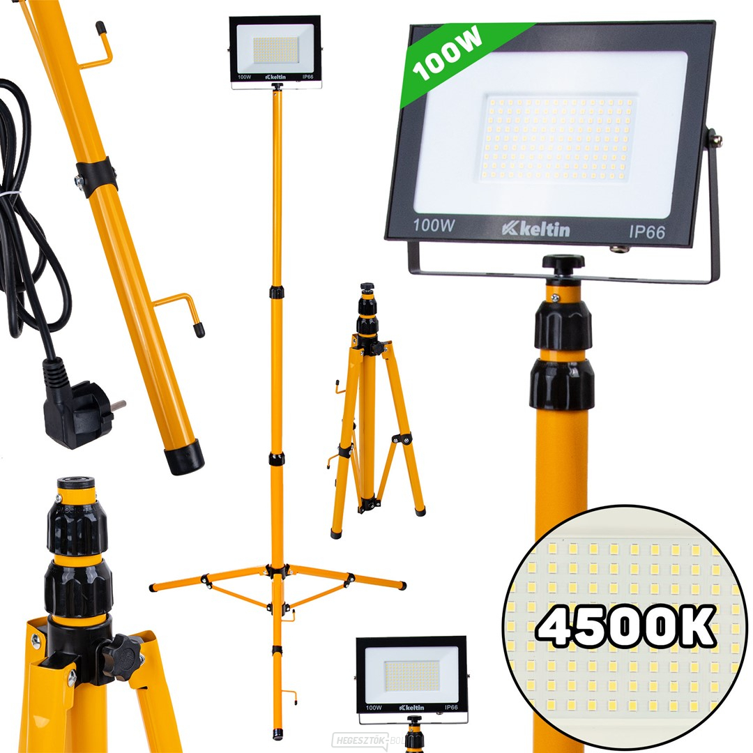 100 W LED-es reflektor teleszkópos állvánnyal és kábellel - semleges fehér szín 4500K (1)