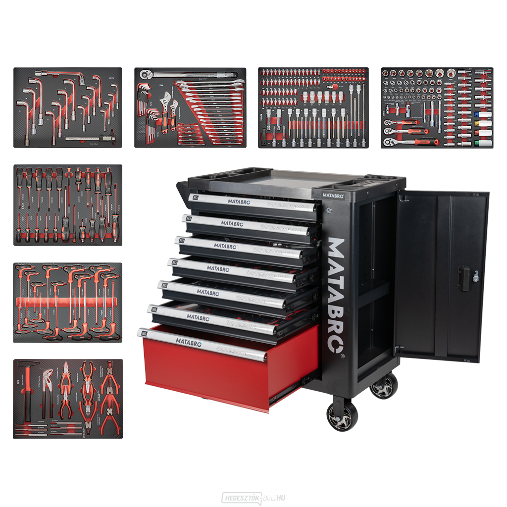 Műhelykocsi szerszámokkal | 7 fiók | 299 db Matabro MB-TC04