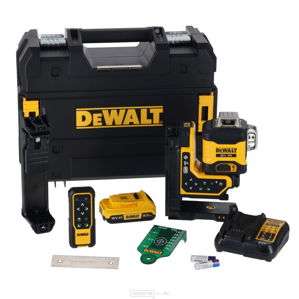 Zöld többsoros lézer 3x360 DEWALT DCLE34035D1 18V XR távirányítóval, 2Ah akkumulátor