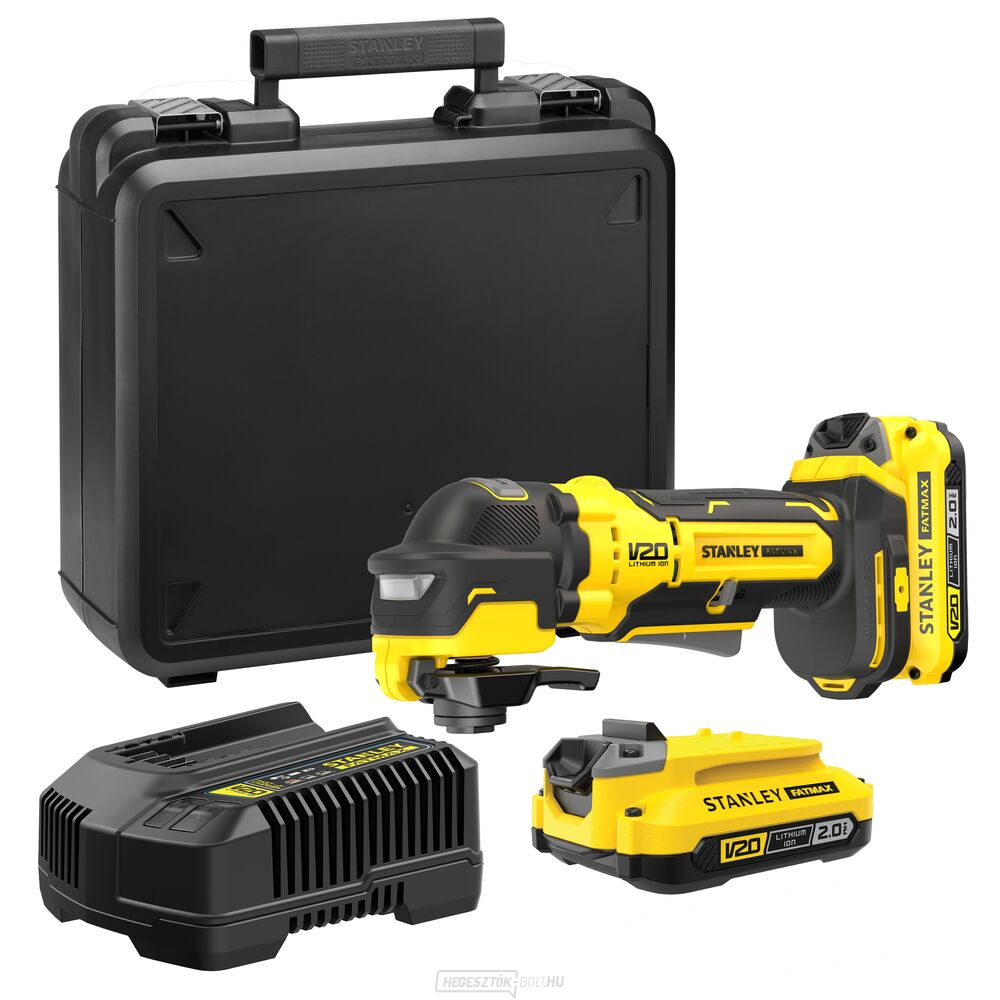 Stanley V20 kefe nélküli oszcilláló csiszológép, 2 x 2,0 Ah, kitbox