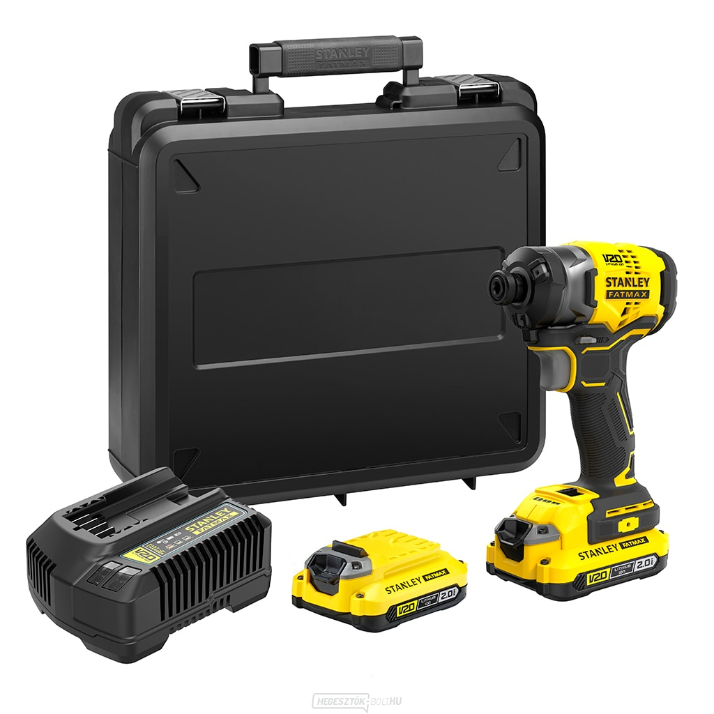 Háromsebességes akkus ütvecsavarozó 1/4" Stanley V20, 2 x 2,0 Ah, kitbox