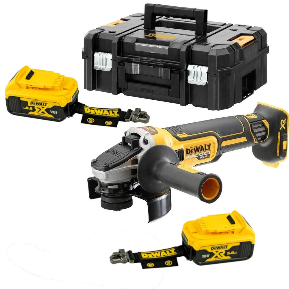 AKU sarokcsiszoló 125mm DeWALT DCG406P2LRT 18V, 2x 5Ah, töltő nélkül, Tstack