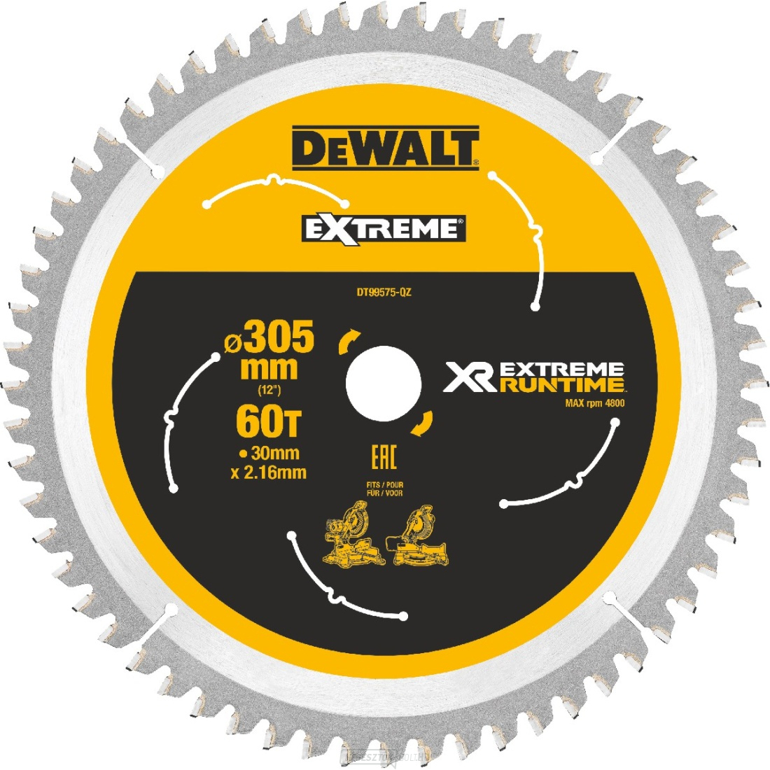 XR FLEXVOLT DEWALT DT99575 fűrészlap akkus gérvágó fűrészekhez, 305 x 30 mm, 60 fog
