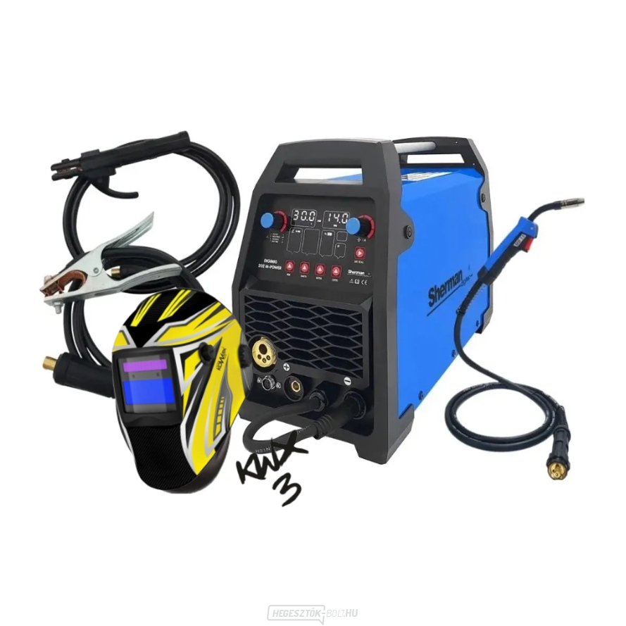 Inverteres hegesztőgép Digimig 202 M-POWER + zseblámpa + kábelek + burkolat