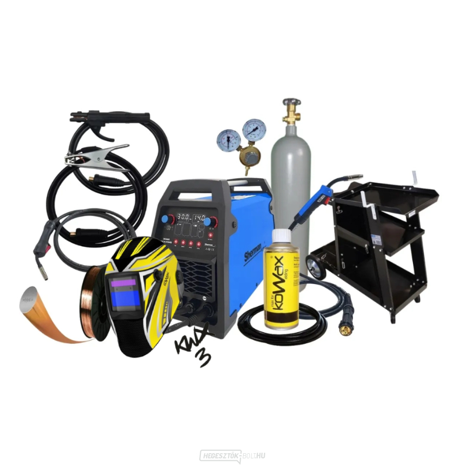 Digimig 202 M-POWER inverteres hegesztő + Pisztoly + Kábelek + Sisak + Drót + Spray + Kocsi + Tele CO2 Palack + 4m-es Pisztoly