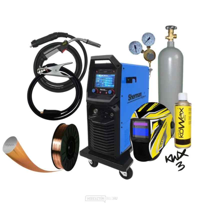 DIGIMIG 351 COMBO PULSE LCD szinergikus inverteres hegesztőgép + fáklya + kábelek + sisak + teli CO2 palack