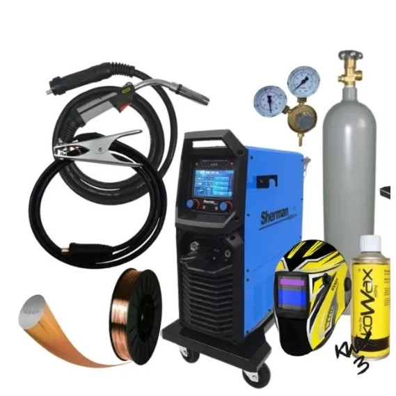 DIGIMIG 351 COMBO PULSE LCD szinergikus inverteres hegesztőgép + fáklya + kábelek + sisak + teli CO2 palack