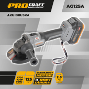 Akkus sarokcsiszoló Procraft Industrial AG125A | AG125A Előnézet 