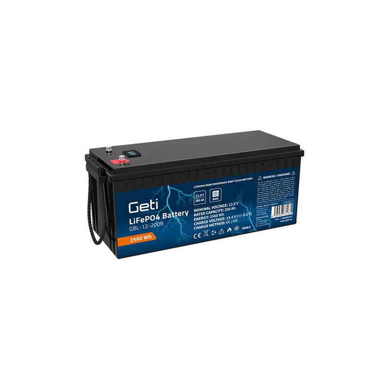 Akkumulátor LiFePO4 12,8V 200Ah GETI GBL-12-200B Bluetooth+kijelző