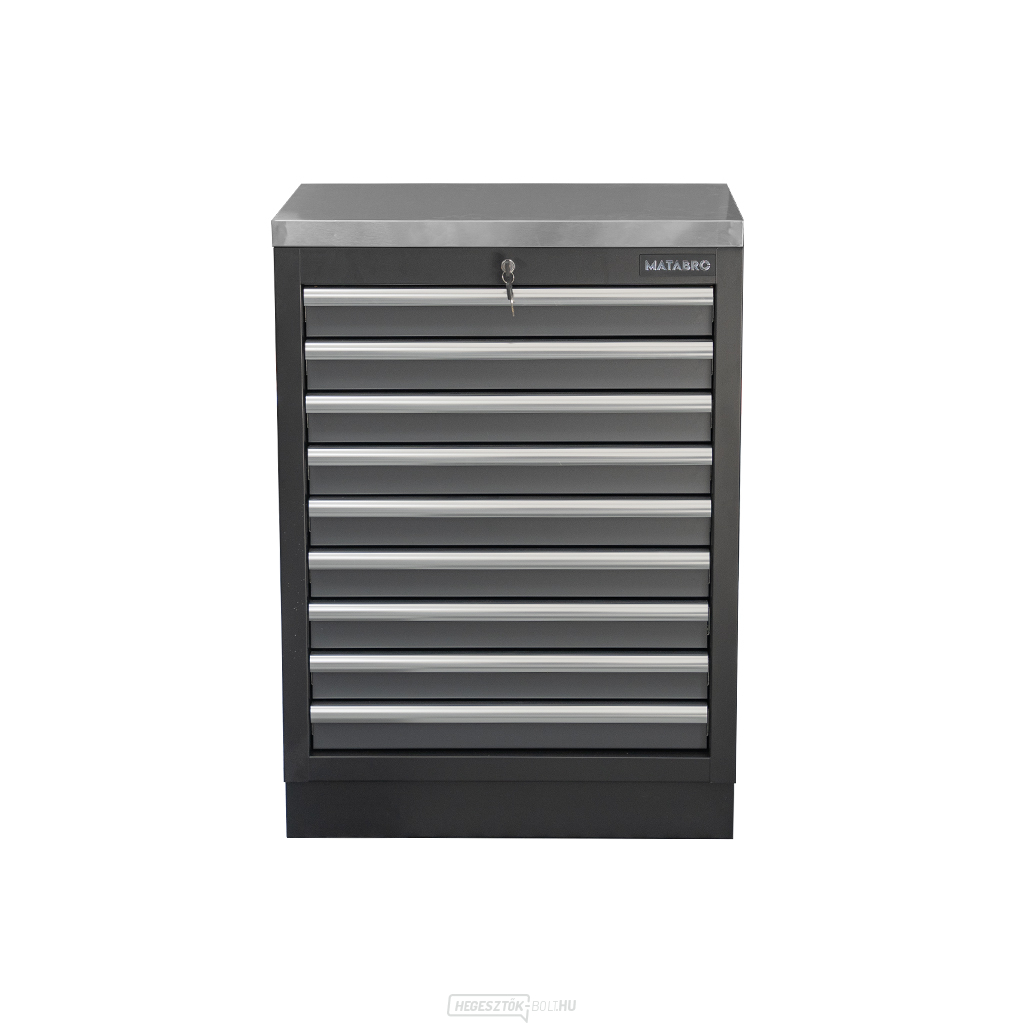 Műhelyszekrény rozsdamentes acél munkalappal | 9 fiókos | 680x465x950 mm Matabro SET-CA01065