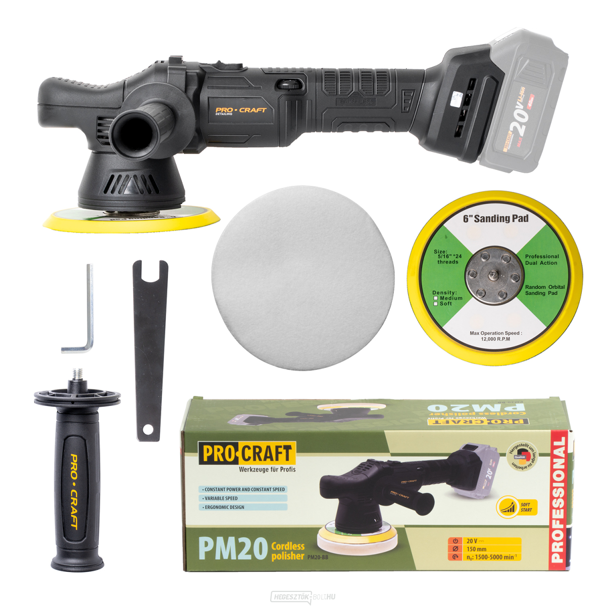 Akkus polírozó Procraft PM20bb (akkumulátor és töltő nélkül) | PM20bb