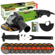 Sarokcsiszoló Procraft PW1200 + gyorskioldó anya RM14, 10x vágókorong CD125x1.0b fémdobozban | SPW1200/CD125x1.0b/RM14 Sarokcsiszoló Procraft PW1200 + gyorskioldó anya RM14, 10x vágókorong CD125x1.0b fémdobozban | SPW1200/CD125x1.0b/RM14 gallery main image