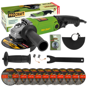 Sarokcsiszoló Procraft PW1200 + gyorskioldó anya RM14, 10x vágókorong CD125x1.0b fémdobozban | SPW1200/CD125x1.0b/RM14 Sarokcsiszoló Procraft PW1200 + gyorskioldó anya RM14, 10x vágókorong CD125x1.0b fémdobozban | SPW1200/CD125x1.0b/RM14 gallery main image