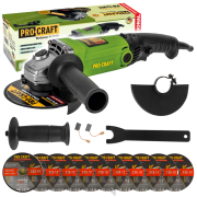 Sarokcsiszoló Procraft PW1200E + 10x vágókorong CD125x1.0b fémdobozban | SPW1200E/CD125x1.0b Sarokcsiszoló Procraft PW1200E + 10x vágókorong CD125x1.0b fémdobozban | SPW1200E/CD125x1.0b gallery main image