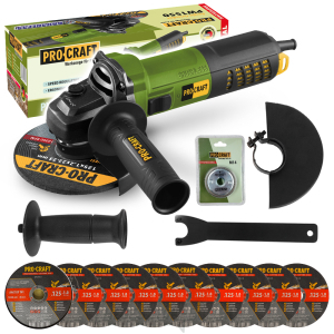 Procraft sarokcsiszoló PW1550 + gyorskioldó anya RM14, 10x vágókorong CD125x1.0b dobozban | SPW1550/CD125x1.0b/RM14 Procraft sarokcsiszoló PW1550 + gyorskioldó anya RM14, 10x vágókorong CD125x1.0b dobozban | SPW1550/CD125x1.0b/RM14 gallery main image