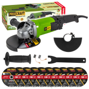 Procraft sarokcsiszoló PW2200ES + 10x vágókorong CD180x1.6 | SPW2200ES/CD180x1.6 Procraft sarokcsiszoló PW2200ES + 10x vágókorong CD180x1.6 | SPW2200ES/CD180x1.6 gallery main image