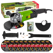 Procraft sarokcsiszoló PW2200ES + gyorskioldó anya RM14, 10x vágókorong CD180x1.6 | SPW2200ES/CD180x1.6/RM14 Procraft sarokcsiszoló PW2200ES + gyorskioldó anya RM14, 10x vágókorong CD180x1.6 | SPW2200ES/CD180x1.6/RM14 gallery main image