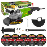Sarokcsiszoló Procraft PW2650 + 5x vágókorong CD230x2.0 | SPW2650/CD230x2.0 Sarokcsiszoló Procraft PW2650 + 5x vágókorong CD230x2.0 | SPW2650/CD230x2.0 gallery main image