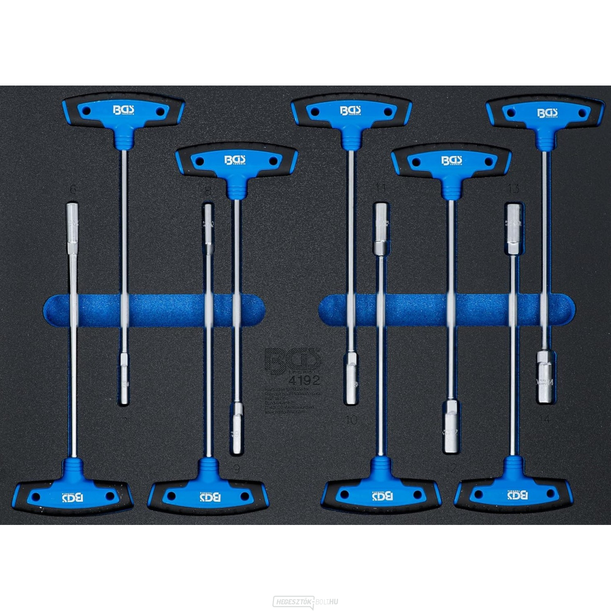 Műhelykocsi betét 3/3: dugókulcs készlet T-fogantyúval BGS 4192 | 9 darabos
