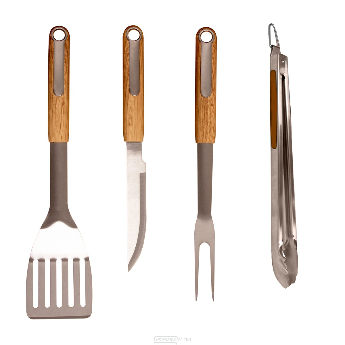 Riwall PRO RBBQ 4W SET 4 részes prémium rozsdamentes acél grillező szerszámkészlet