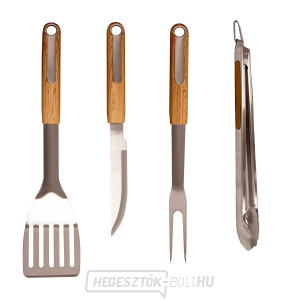 Riwall PRO RBBQ 4W SET 4 részes prémium rozsdamentes acél grillező szerszámkészlet gallery main image