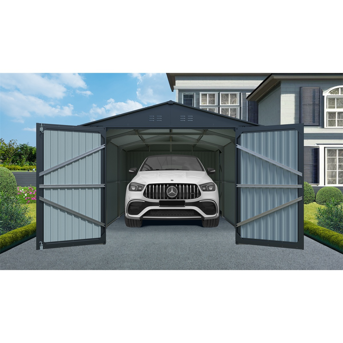 Riwall PRO RMCG 20x10 Antracit fémgarázs 3 x 6 m nyeregtetős antracit Előnézet 