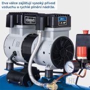 Scheppach HC 26 Si rendkívül csendes olajmentes kéthengeres kompresszor 24 l Előnézet 