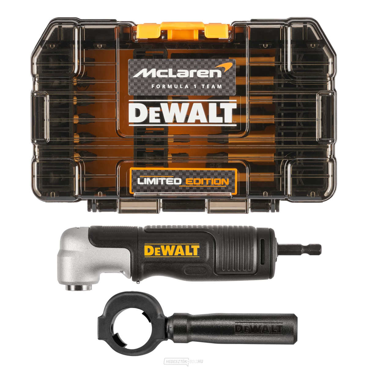 DeWalt McLaren 33 részes tartozékkészlet + derékszögű rögzítés DT70782