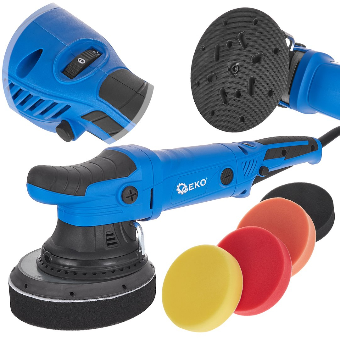 DUAL ACTION autófényező 150 mm-es GEKO PREMIUM kezeléssel + 4 szivacs készlet