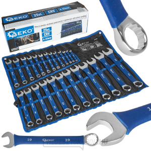 Polírozott villáskulcs gumi csúszásmentes nyéllel 6-32mm 25 db. CRV (4) Polírozott villáskulcs gumi csúszásmentes nyéllel 6-32mm 25 db. CRV (4) gallery main image