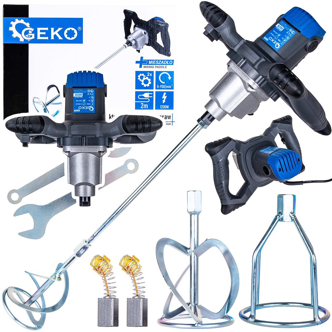 Elektromos festék- és habarcskeverő 1200 W-os, 2 sebességes, kiegészítő keverővel (4)