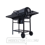 Faszén hordós grill fedővel - rostély 71x35cm (1) náhled