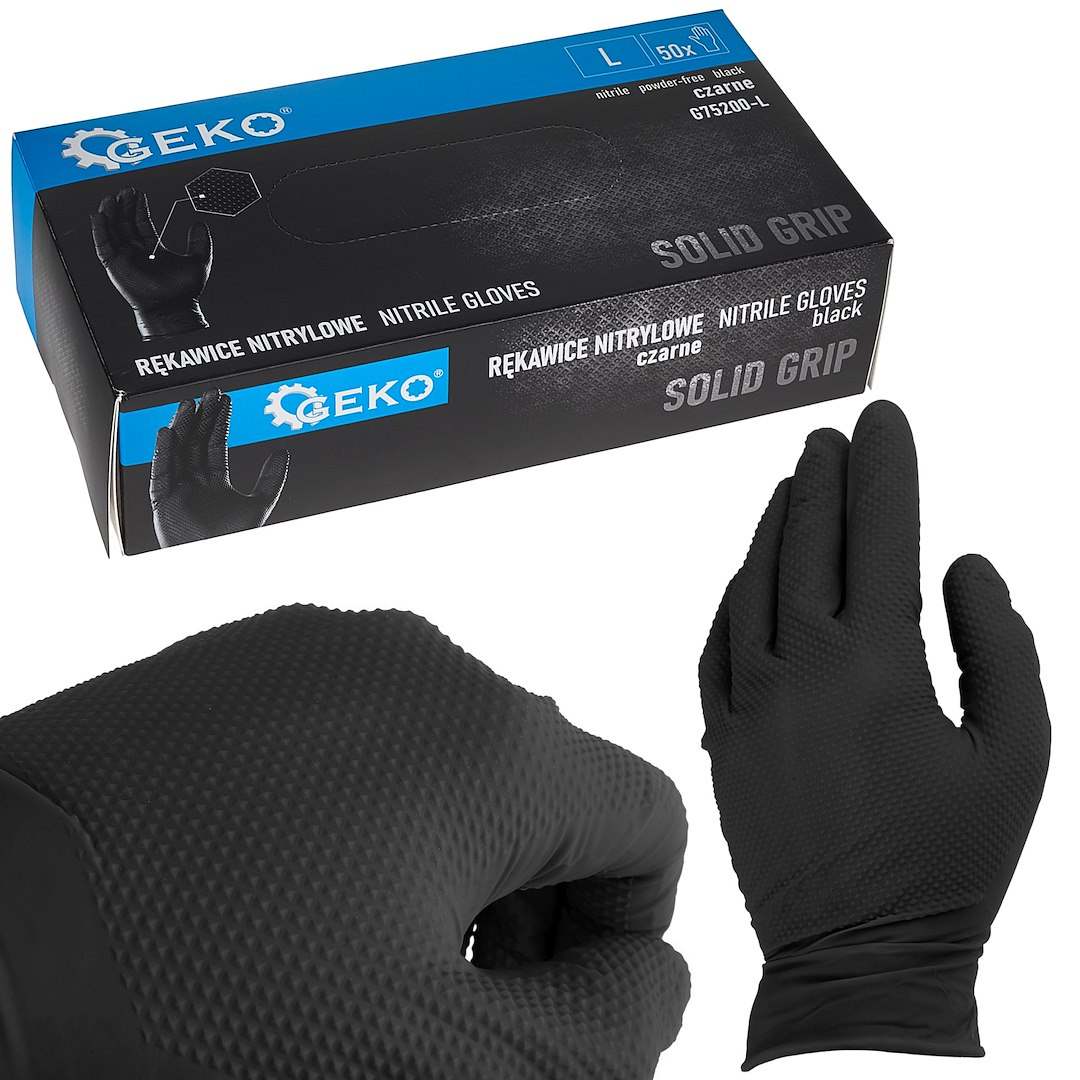 SOLID GRIP nitril kesztyű 50 db L-es méret fekete (10)