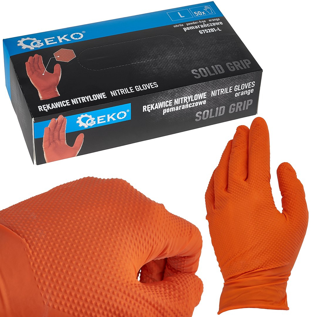 SOLID GRIP nitril kesztyű 50db. L méretű narancs