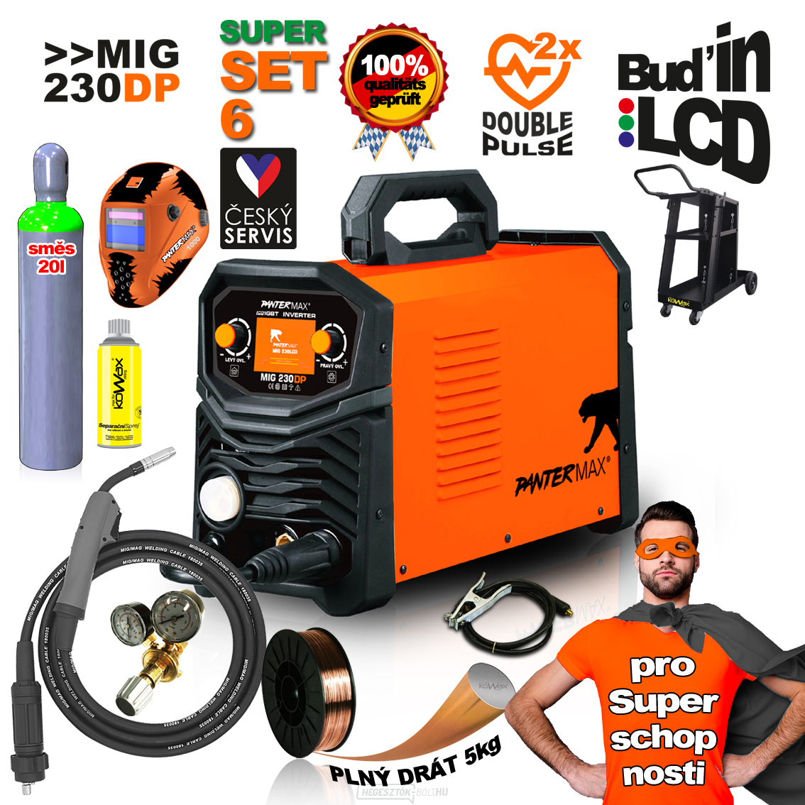 PANTERMAX® MIG230DP inverteres hegesztő MIG/TIG/MMA SET6