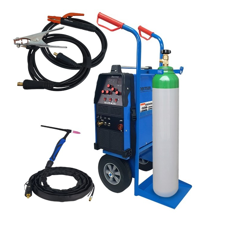Sherman hegesztő inverter TIG TIG 201 AC/DC + Pisztoly + Kábelek + Gép + Tele Argon Palack