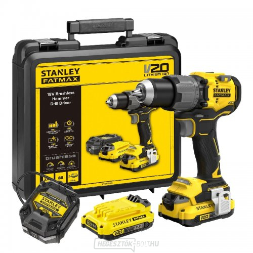 Akkus fúrógép ütvecsavarozóval V20 18V 2x2,0Ah Stanley FatMax SFMCD726D2K Akkus fúrógép ütvecsavarozóval V20 18V 2x2,0Ah Stanley FatMax SFMCD726D2K gallery main image