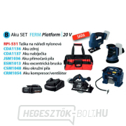 Ferm akkumulátoros szerszámkészlet B, RPI-531 táska, JSM1036 szúrófűrész, ESM1013 excentercsiszoló, CSM1048 körfűrész,... Ferm akkumulátoros szerszámkészlet B, RPI-531 táska, JSM1036 szúrófűrész, ESM1013 excentercsiszoló, CSM1048 körfűrész,... gallery main image