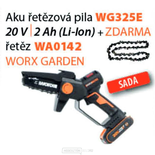 Worx készlet WG325E - Akkus láncfűrész 20V 1x2Ah + WA0142 - Lánc - Powershare