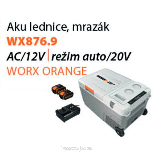 Worx WX876.9 akkumulátoros hűtőszekrény/fagyasztó készlet 20V + WA3611 2x4.0Ah - dupla töltő - Powershare