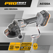 Akkus csiszoló Procraft Industrial AG125Abb (akkumulátor és töltő nélkül) | AG125A bb Előnézet 