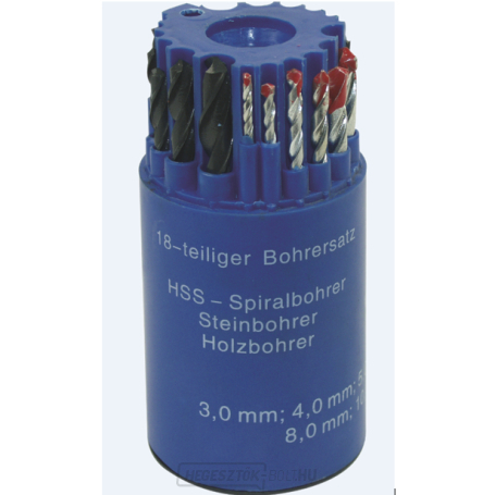 Fúrókészlet kombinált dobozban, 18 darabos gallery main image
